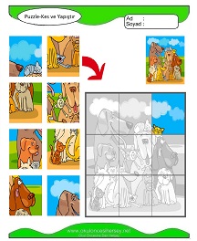 Puzzle Kes Yapıştır Çalışma Sayfaları
